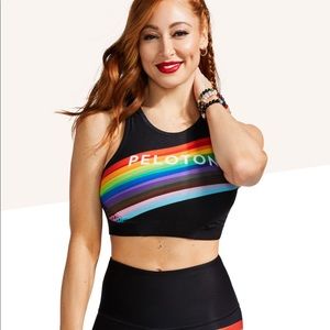NEW Peloton Pride Flag Noir High Neck Bra size medium. Black with rainbow design